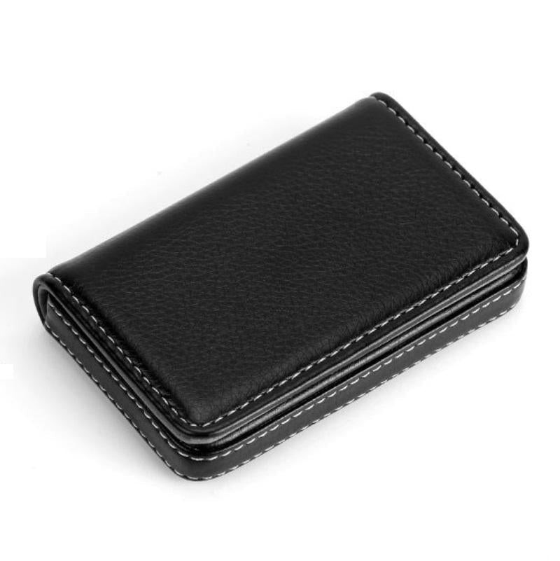 Stainless Steel Magnetic Business Card Holder Pu Leather Case - Apricot 15