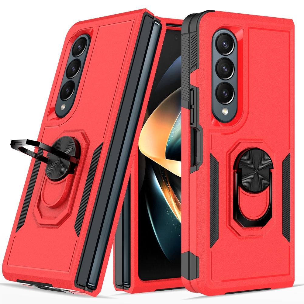 For Samsung Galaxy Z Fold4 5G Tpu Shockproof Case With Ring - 2 In 1 Design - Red