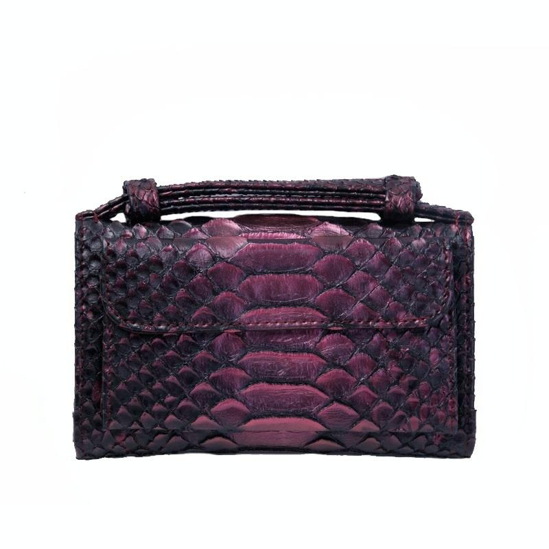 Chain Crossbody Bag with Snake Texture Print - 14 Purple 15