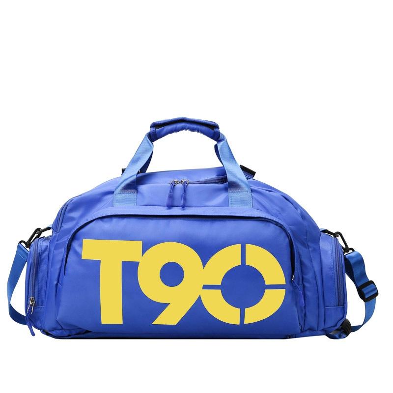 Large Capacity Sports Bag With Wet / Dry Separation - Dark Blue Yellow 10