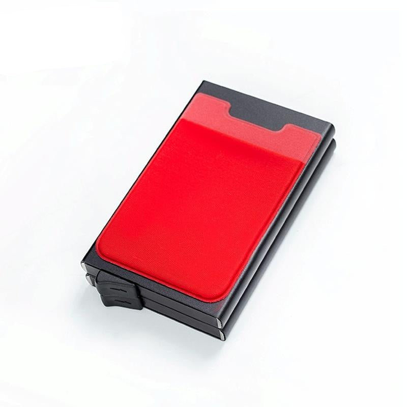 Rfid-blocking Coin Card Holder - Anti-degaussing - Black Red