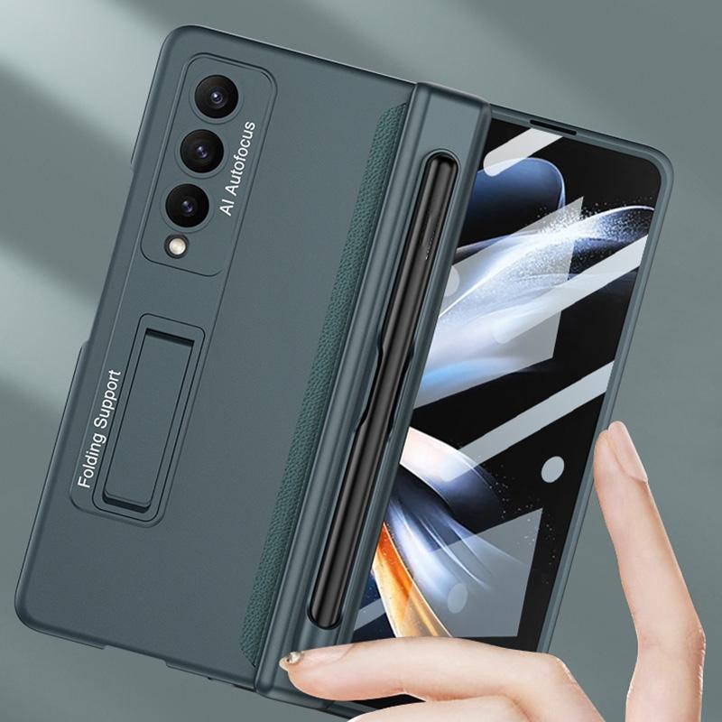 For Samsung Galaxy Z Fold4 5G Foldable Magnetic Flip Case With Holder & Pen Slot - Gkk - Wine Red 7
