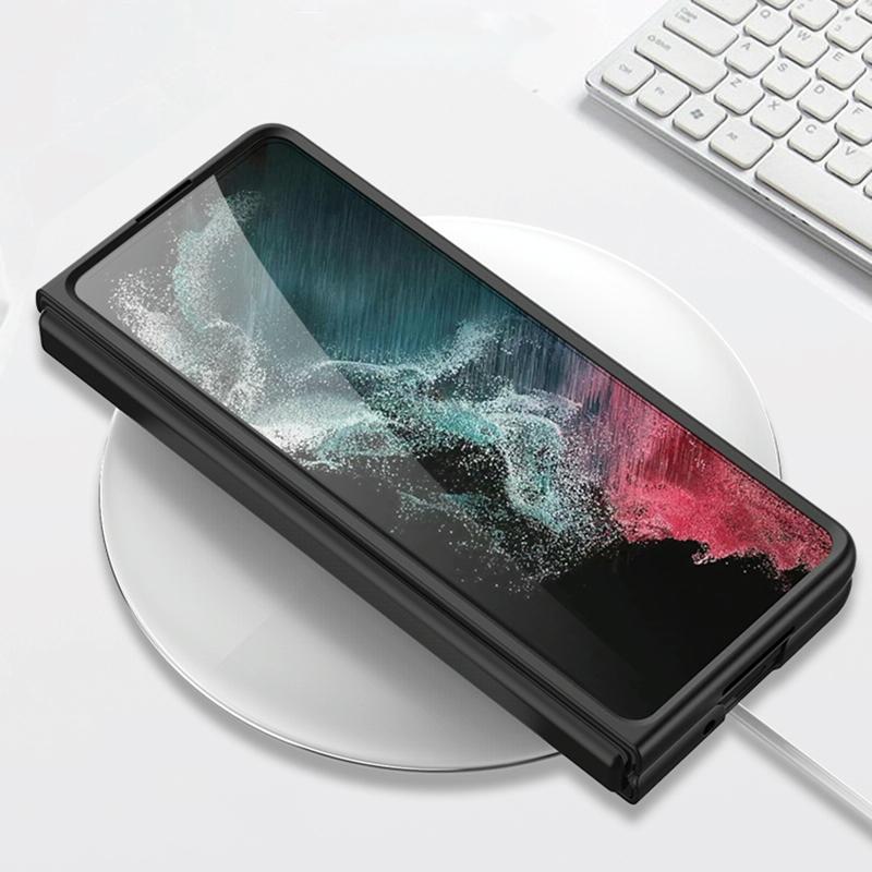 For Samsung Galaxy Z Fold4 5G Leather Case With Card Slots - Ultra Thin - Wine Red 6