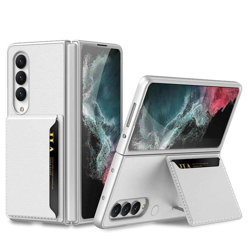 For Samsung Galaxy Z Fold4 5G Leather Case With Card Slots - Ultra Thin - Wine Red 9
