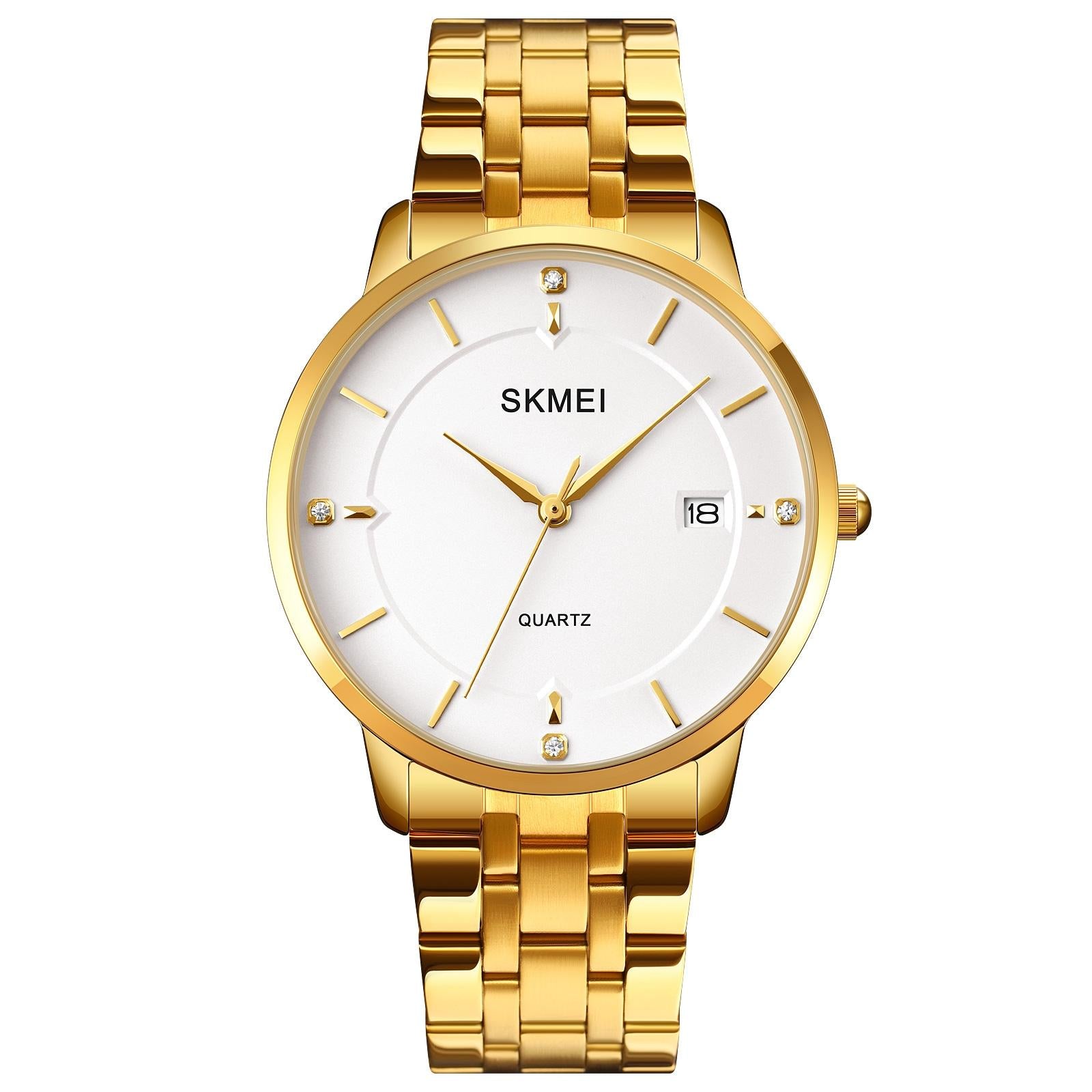 Men Casual Quartz Watch with Calendar - 1801 - Silver Steel Belt 9