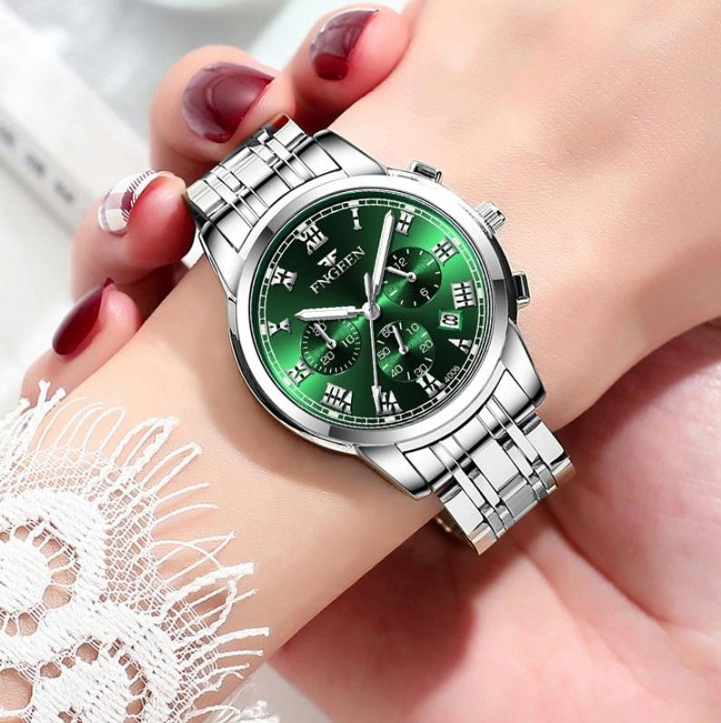 Stylish Women Quartz Watch with Luminous Display and Date - White Steel White Surface 7