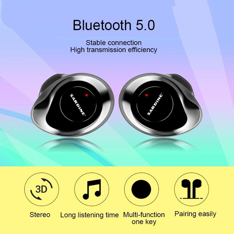 Wireless Stereo Earphones with Charging Box - Sardine F8 Tws Bluetooth V5.0 - Grey 8