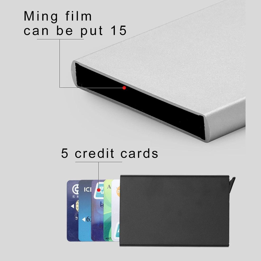 Stainless Steel Pu Business Card Holder Antimagnetic 10X6.2X0.8Cm - Grey 5