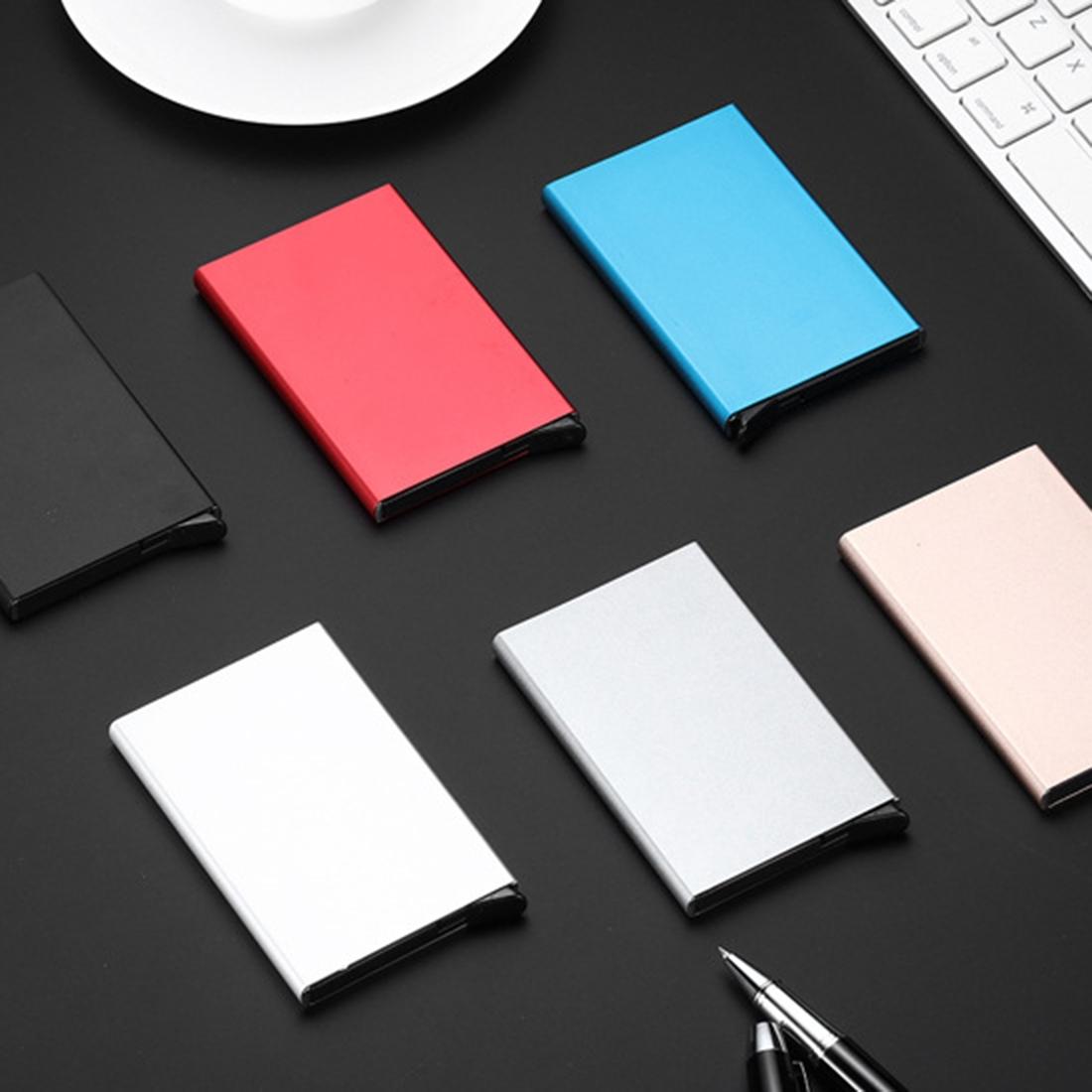 Stainless Steel Pu Business Card Holder Antimagnetic 10X6.2X0.8Cm - Grey 6