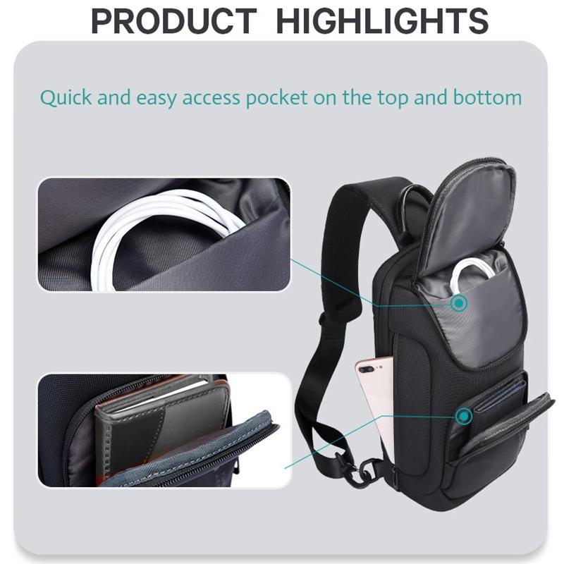 Waterproof Anti Theft Crossbody Chest Bag For Men 34 X 17.5 X 11Cm - Grey 5