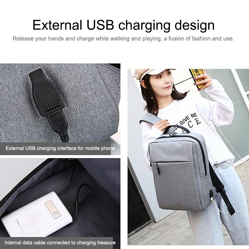 15.6 Laptop Backpack with Usb Charging - Waterproof Oxford Cloth Large Capacity - Grey 12