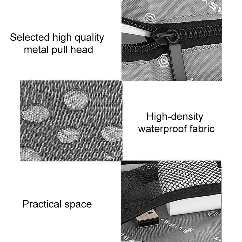 Portable Multi-functional Headphone Charger and Data Cable Storage Bag with Power Pack - 24 x 12 x 5cm - Grey 14