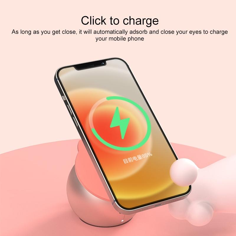 Adorable Magnetic Cat Wireless Charger Stand - Grey 5