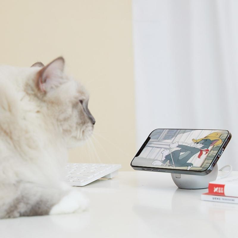 Adorable Magnetic Cat Wireless Charger Stand - Grey 7