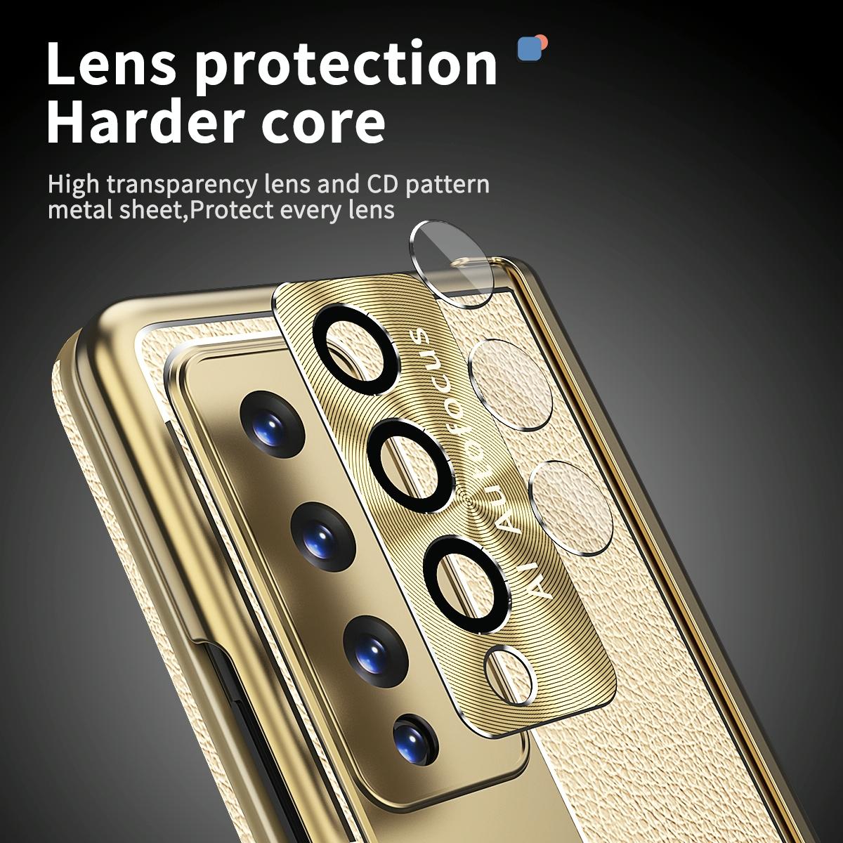 For Samsung Galaxy Z Fold4 5G Shockproof Magnetic Litchi Pattern Phone Case - Far Peak Blue 8