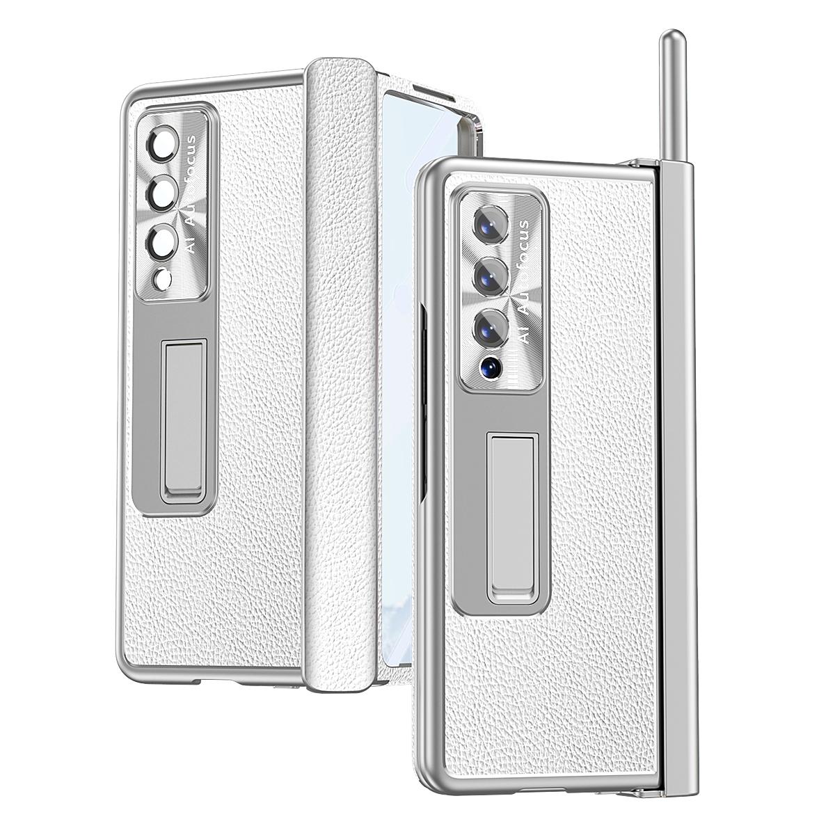 For Samsung Galaxy Z Fold4 5G Shockproof Magnetic Litchi Pattern Phone Case - Far Peak Blue 10