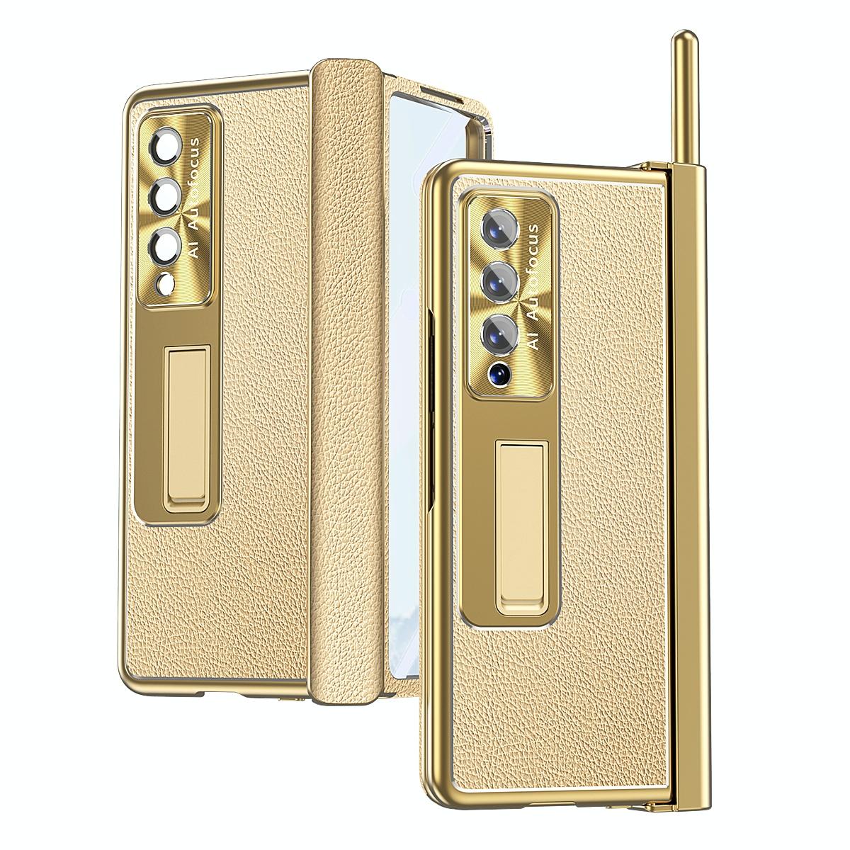 For Samsung Galaxy Z Fold4 5G Shockproof Magnetic Litchi Pattern Phone Case - Far Peak Blue 11