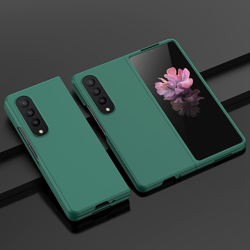 For Samsung Galaxy z Fold4 5G Smooth Skin Phone Case with Big Hole Fuel Injection - Mint Green 11