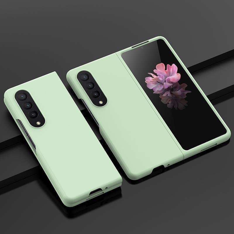 For Samsung Galaxy z Fold4 5G Smooth Skin Phone Case with Big Hole Fuel Injection - Mint Green 12