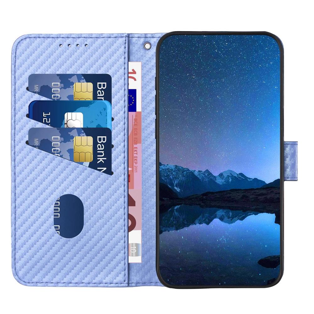 For Samsung Galaxy Z Fold4 5G Carbon Fiber Leather Phone Case With Lanyard - Dark Green 12