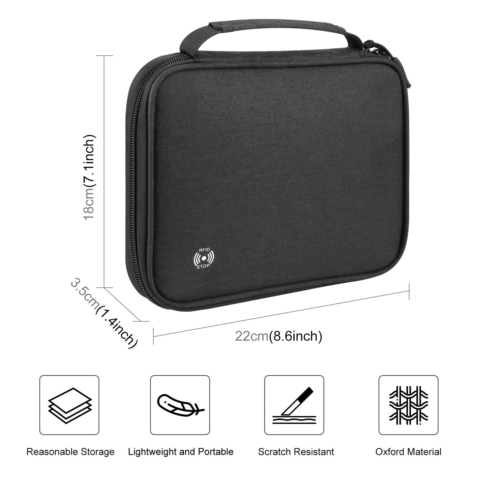 Passport Wallet With Handle Document Organizer & Card Holder - Grey 3