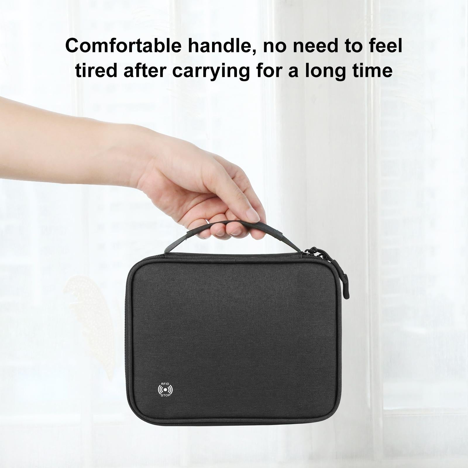 Passport Wallet With Handle Document Organizer & Card Holder - Grey 10