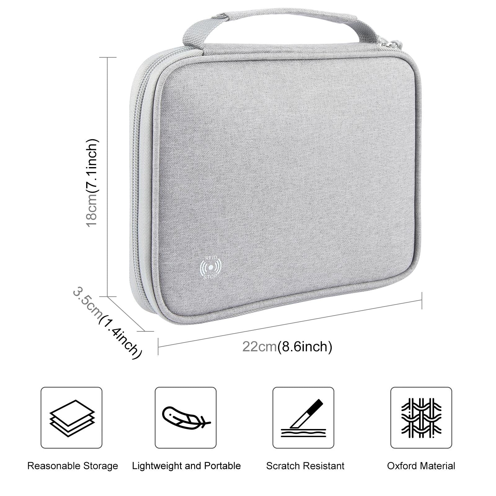 Passport Wallet With Handle Document Organizer & Card Holder - Grey 15