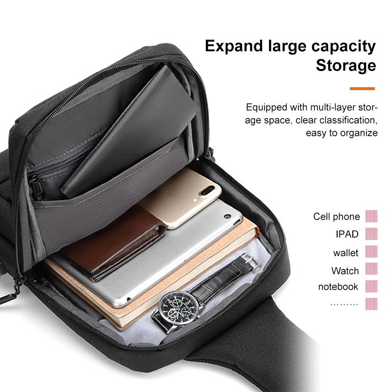 Business Chest Bag Oxford Cloth One Shoulder Crossbody - Grey 13