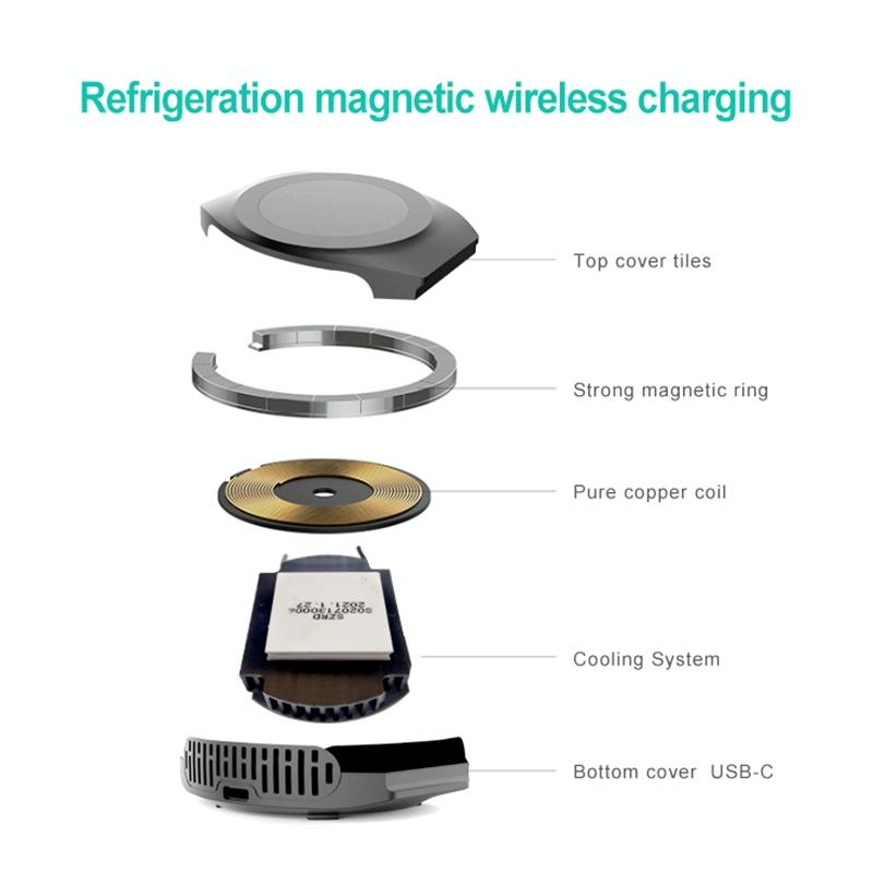 15W Magnetic Wireless Charger For Refrigeration - Grey 4