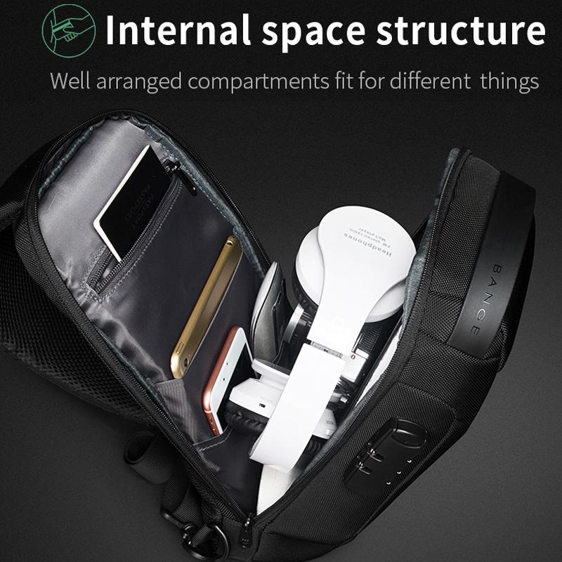 Waterproof Anti Theft Crossbody Chest Bag Men Oxford Cloth 34X18X10Cm - Grey 5