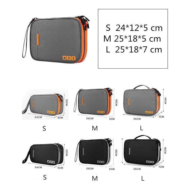 Portable Multi-functional Headphone Charger and Data Cable Storage Bag - 25 x 18 x 5cm - Grey 15