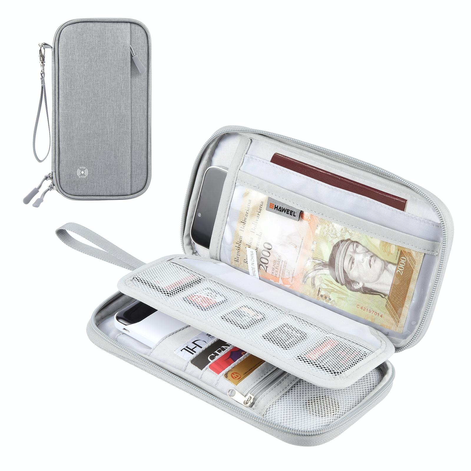 Clutch Bag For Passports Cards & Documents Grey