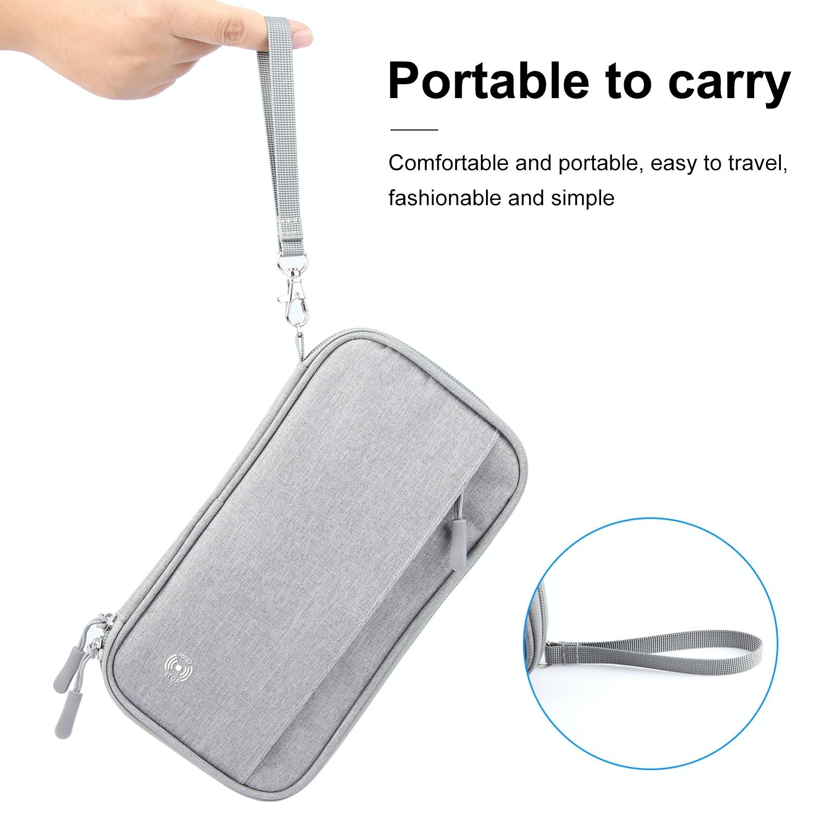 Clutch Bag For Passports Cards & Documents Grey 10