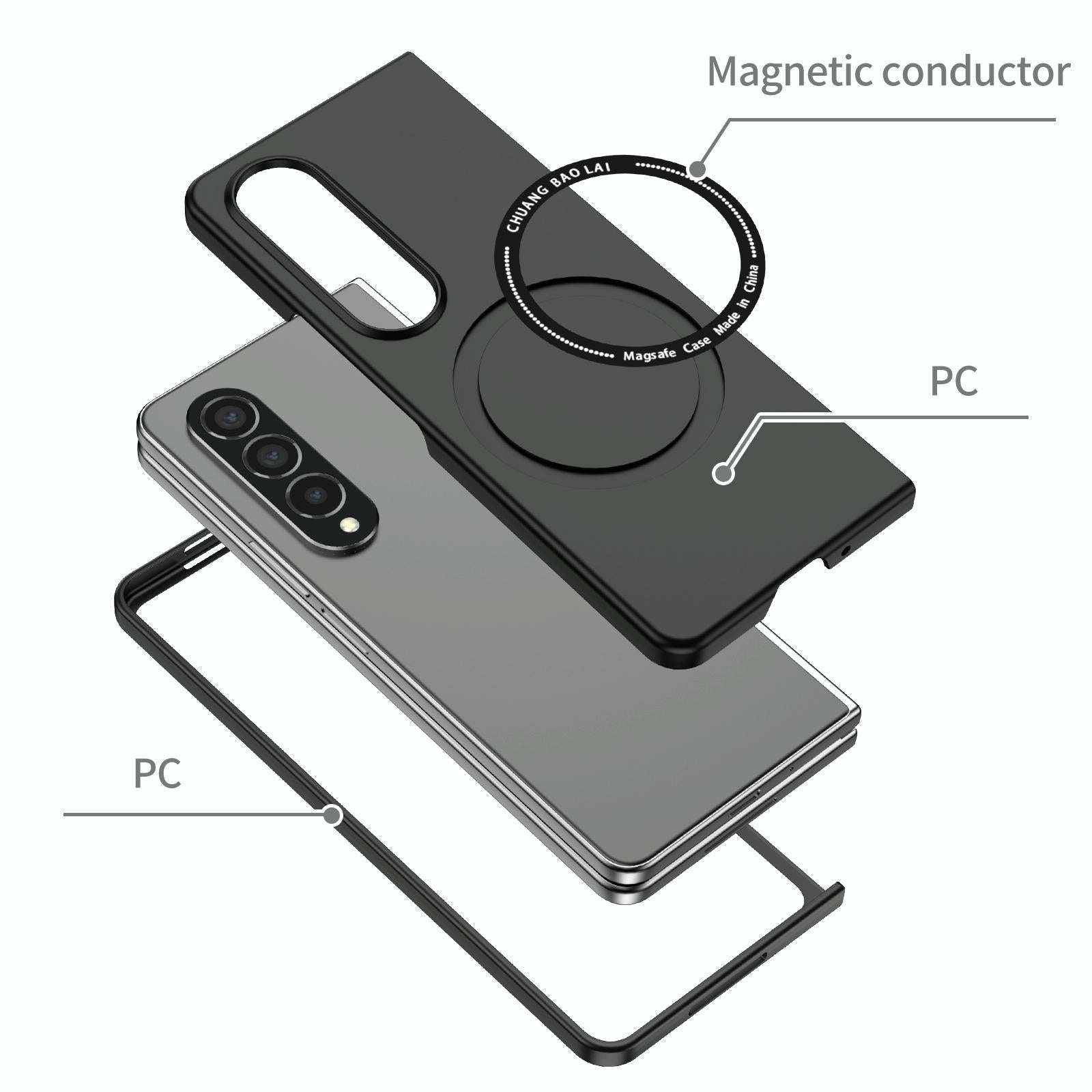 For Samsung Galaxy Z Fold4 5G Secure & Portable Magnetic Folding Case - Purple 4