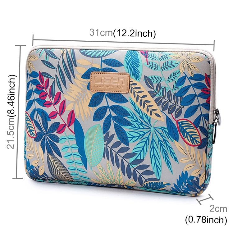Colourful Leaves Sleeve Case Briefcase with Zipper - Grey 9