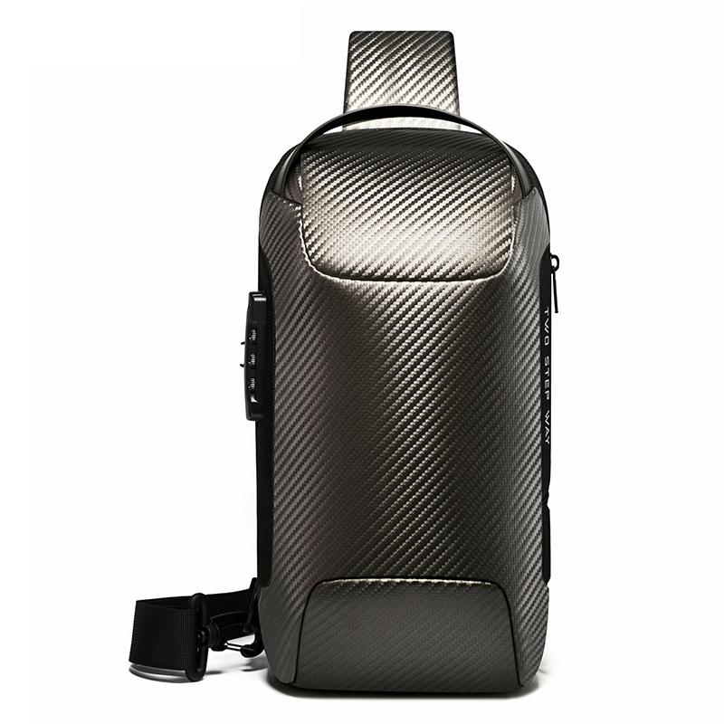 Carbon Fiber Anti Theft Waterproof Crossbody Chest Bag For Men & Women 34 X 18 X 10Cm - Grey 3