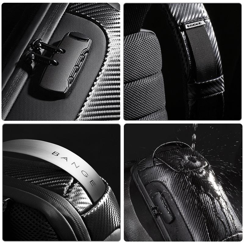 Carbon Fiber Anti Theft Waterproof Crossbody Chest Bag For Men & Women 34 X 18 X 10Cm - Grey 6