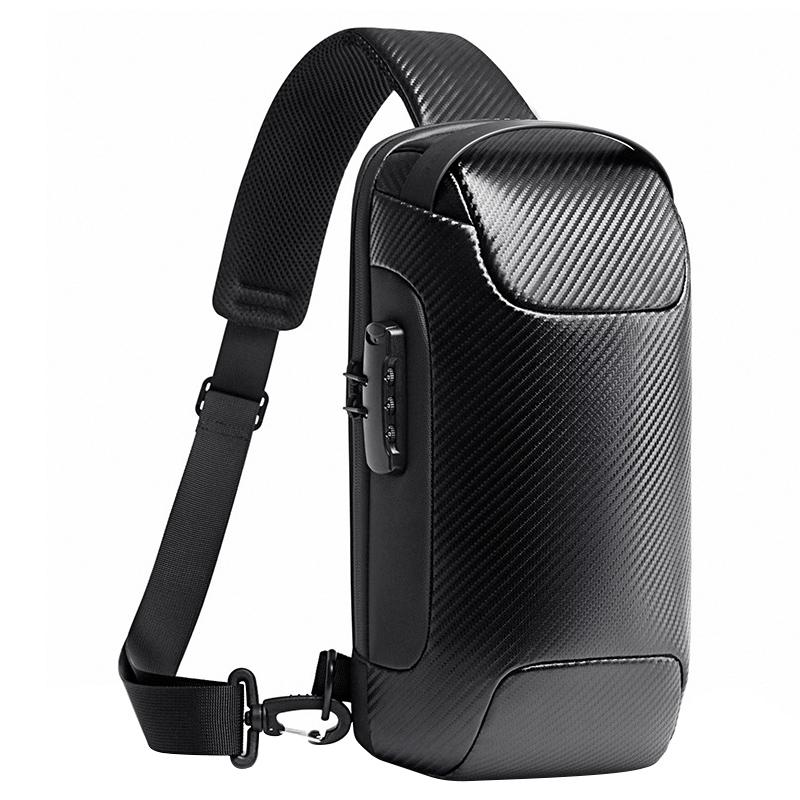 Carbon Fiber Anti Theft Waterproof Crossbody Chest Bag For Men & Women 34 X 18 X 10Cm - Grey 11