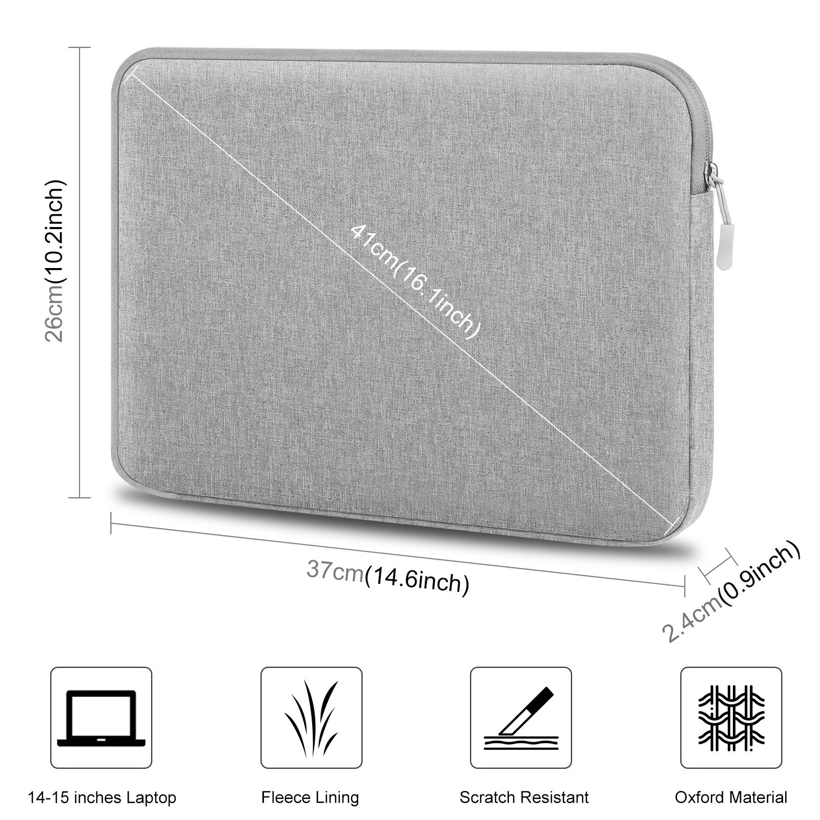 14-15 Inch Laptop Sleeve Briefcase Bag with Zipper - Grey 11
