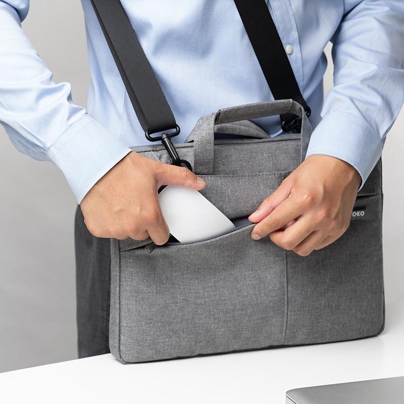 Multi-functional 14-15.4 Inch Laptop Handbag with Trolley Case Belt - Grey 4
