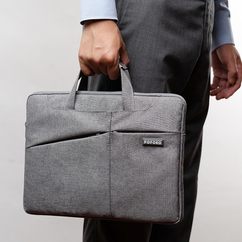 Multi-functional 14-15.4 Inch Laptop Handbag with Trolley Case Belt - Grey 12
