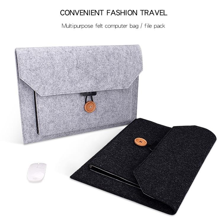 Versatile Felt Laptop Inner Bag with Button Closure - Grey 6
