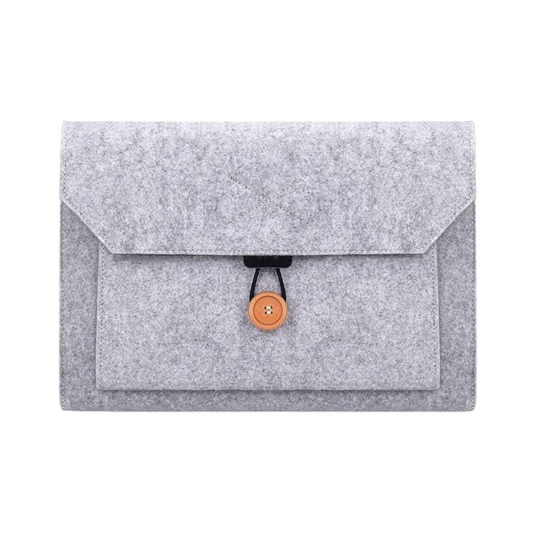 Versatile Felt Laptop Inner Bag with Button Closure - Grey 14