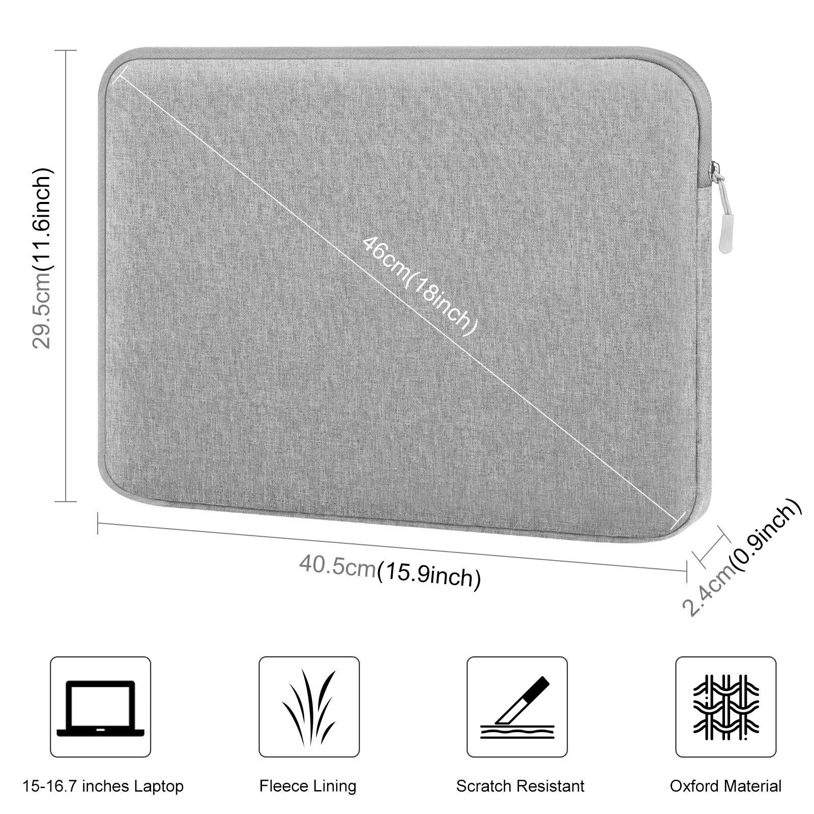 15-16.7 Inch Laptop Briefcase Bag with Zipper for 16 Inch Sleeve - Grey