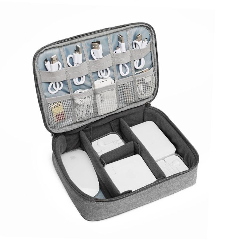 Versatile Headphone Charger & Data Cable Storage Bag - Single Layer - 23x16x7cm - Grey 10