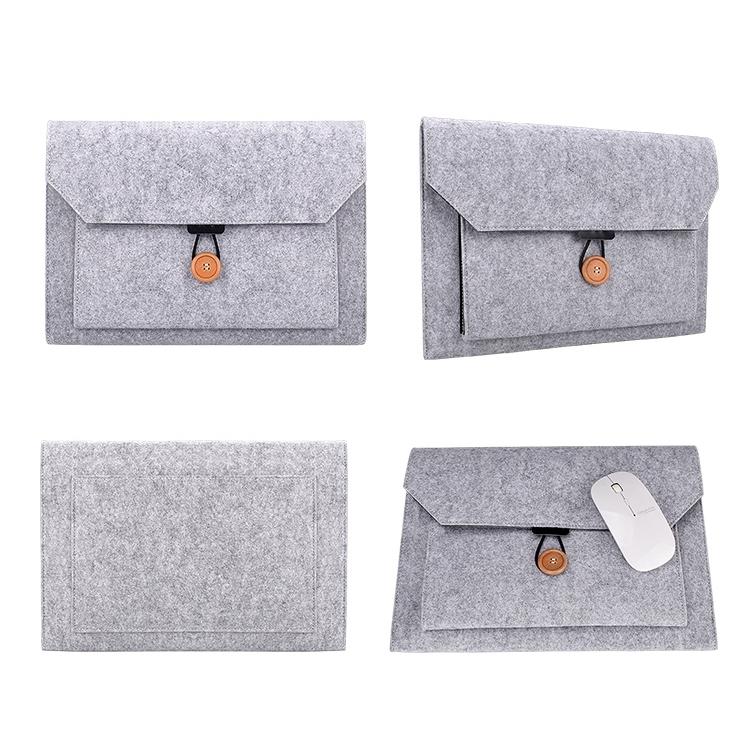 Versatile Felt Laptop Inner Bag with Button Closure - Grey 5