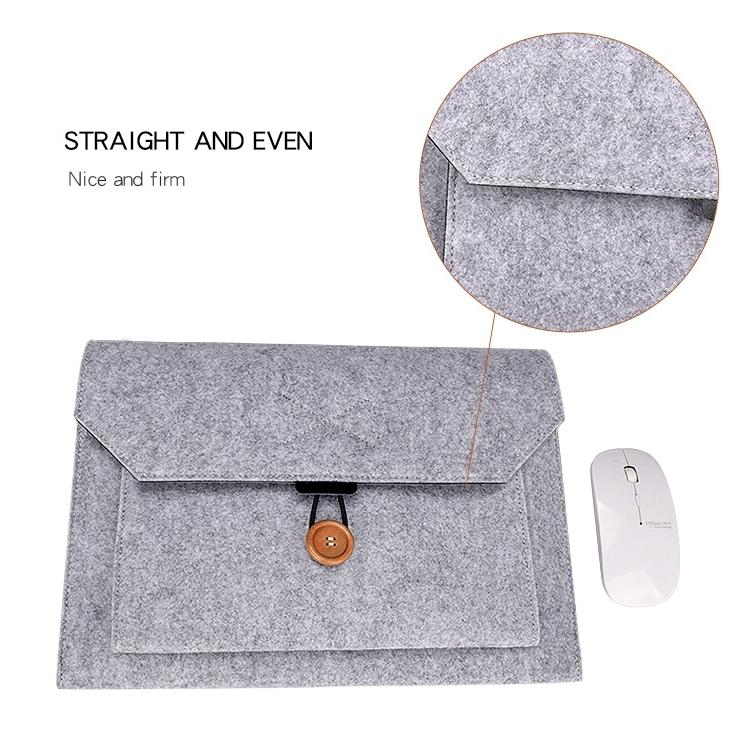 Versatile Felt Laptop Inner Bag with Button Closure - Grey 9