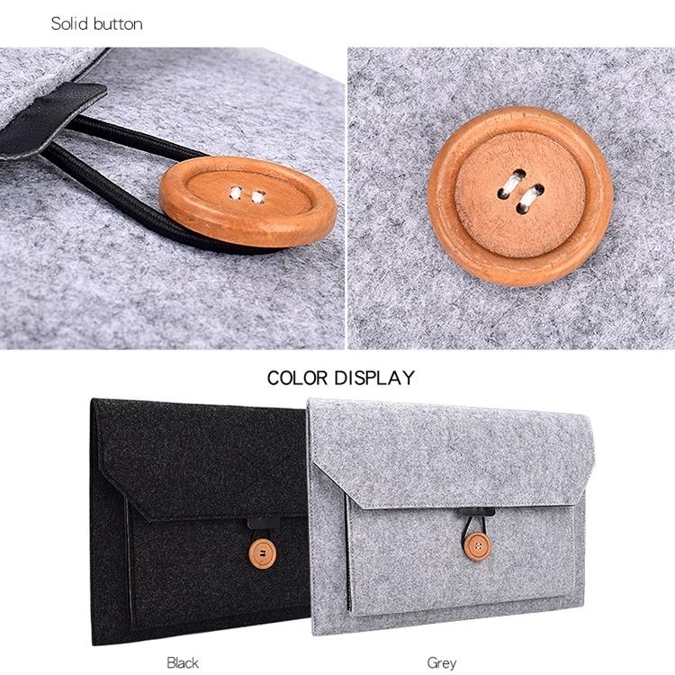 Versatile Felt Laptop Inner Bag with Button Closure - Grey 14