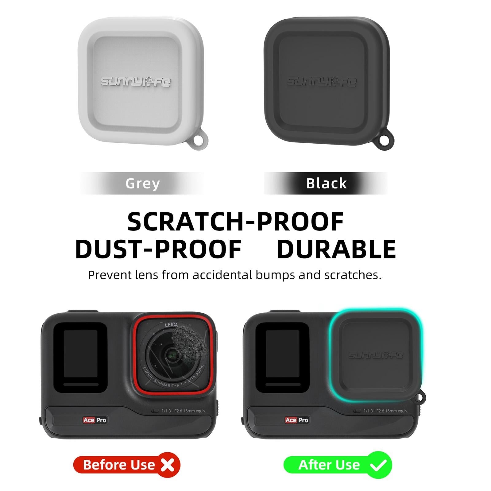 Silicone Lens Cap Protector for Insta360 Ace / Ace Pro - Grey 6