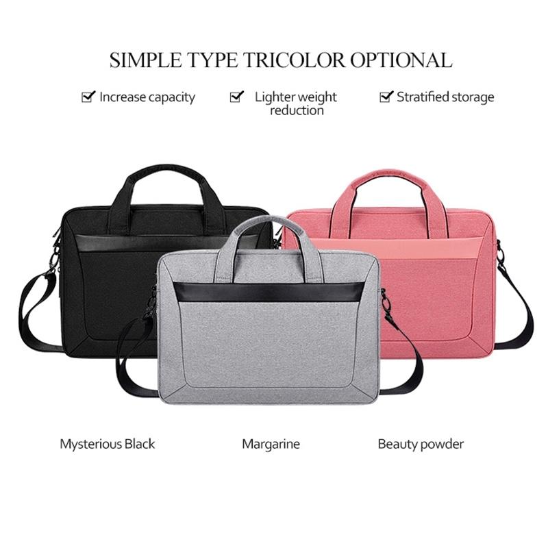 Expandable Laptop Bag - Waterproof Oxford Cloth Detachable Shoulder Strap - Grey 15